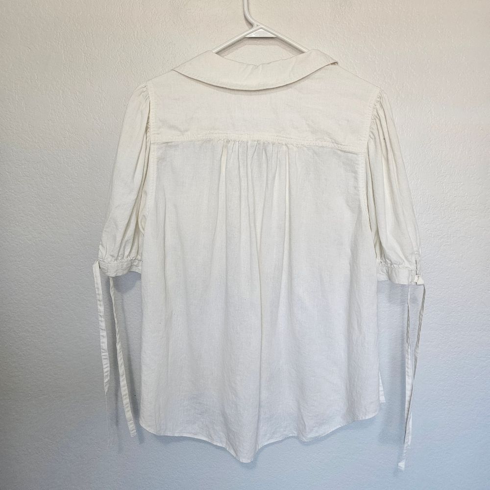 Free People Safari Babe Linen Blend Top In Angel Food White Tie Women Large - Picture 8 of 10